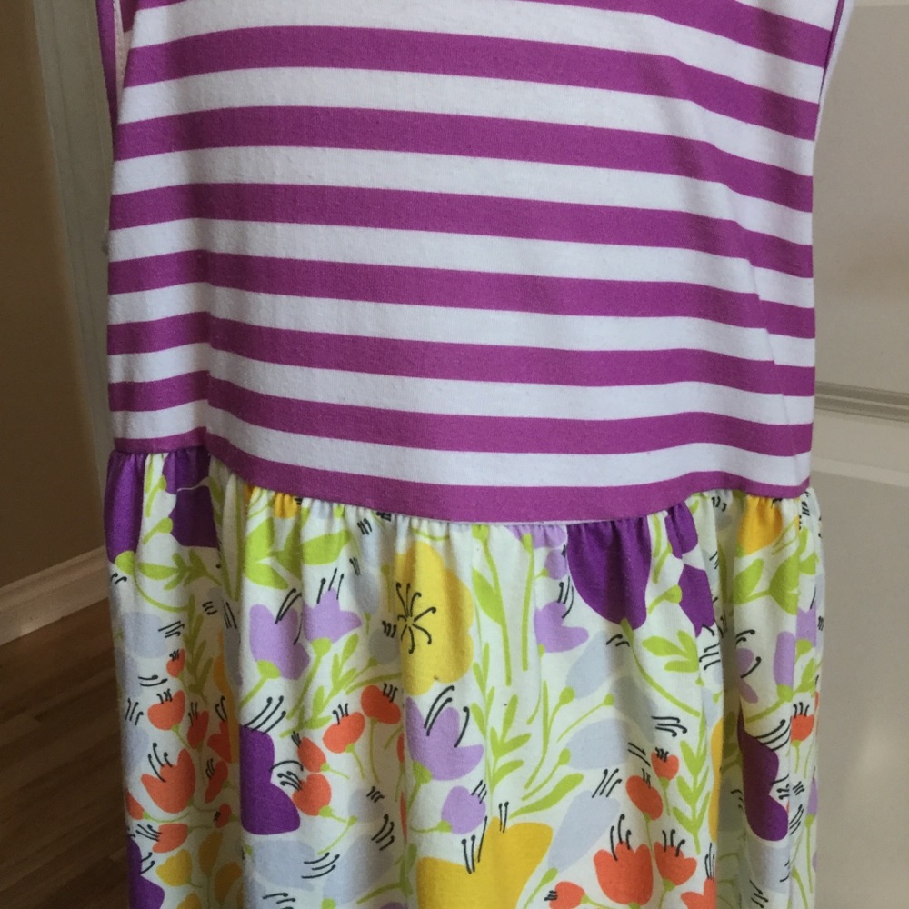 Girls Sz 7/8 summer dress purple stripe floral - Picture 2 of 3